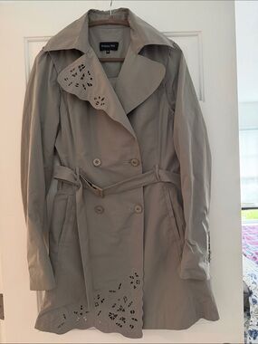 Patrizia Pepe Embroidered Cutwork Belted Trench Coat IT 46 US 10